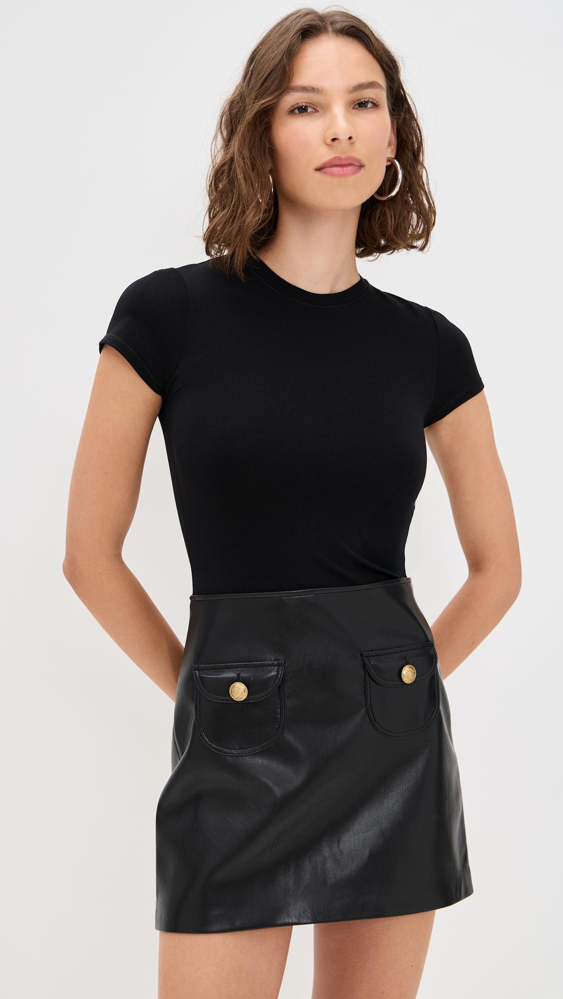 sydney vegan leather a line dress with pocket detail