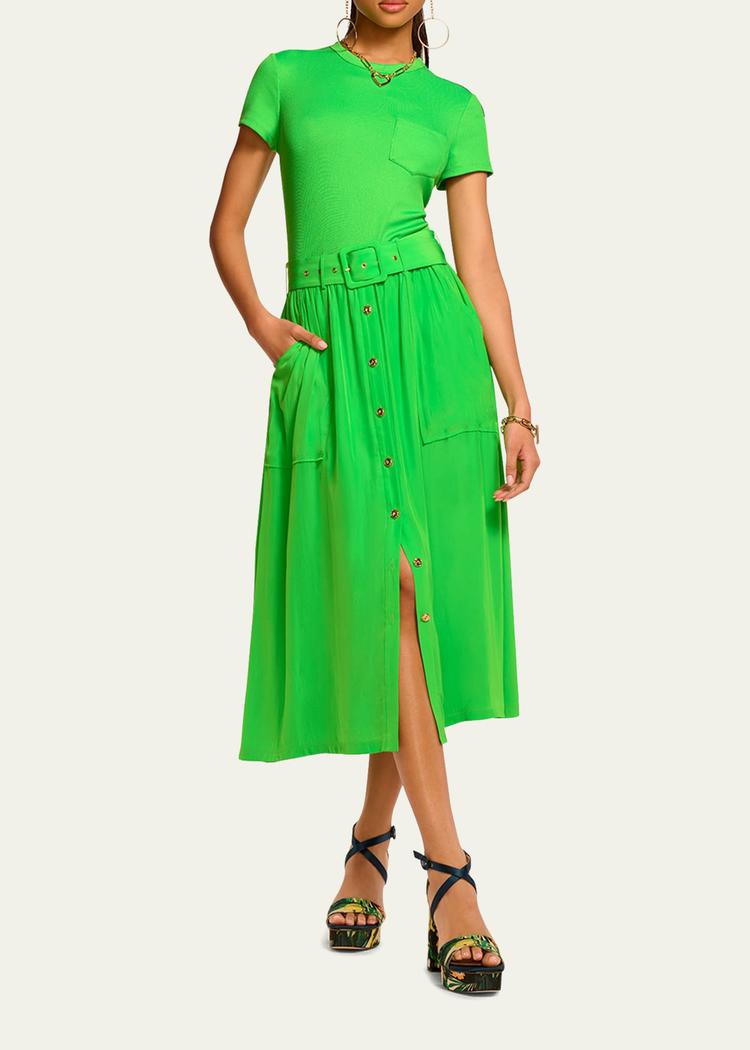 sylvie belted midi dress