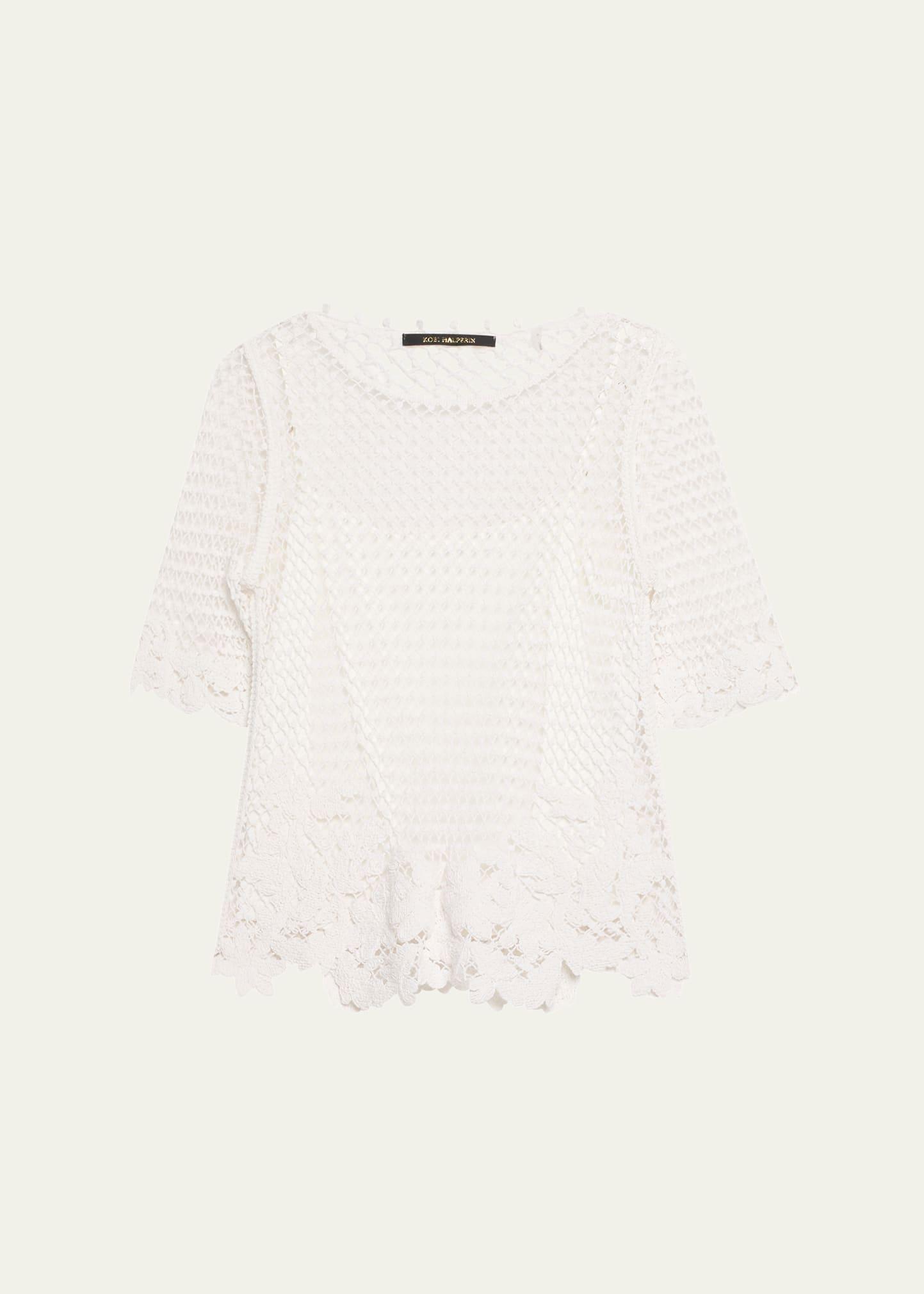 sylvs floral crochet rosette net blouse
