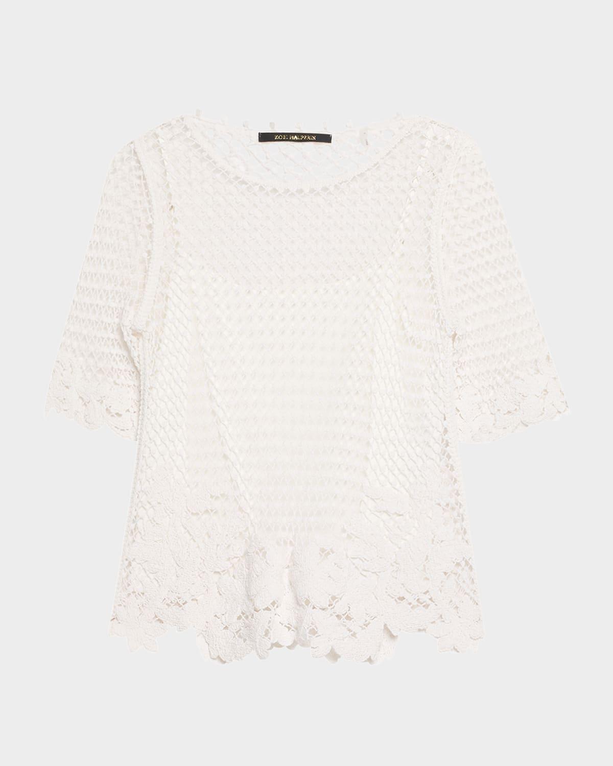 sylvs floral crochet rosette net blouse