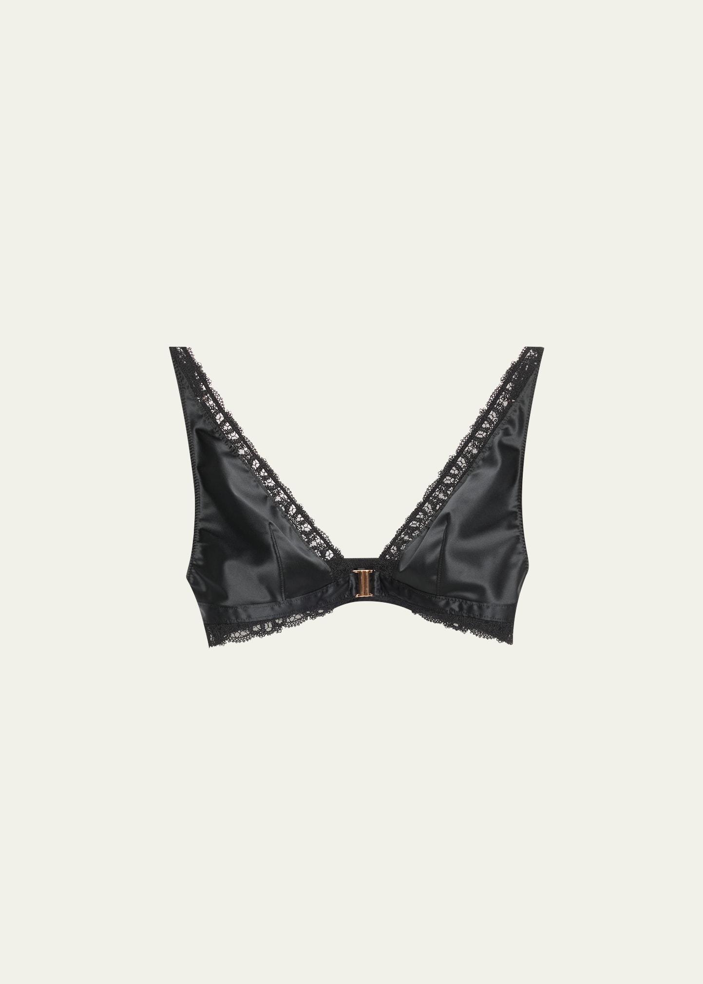 symphonie embroidered-trim satin bralette