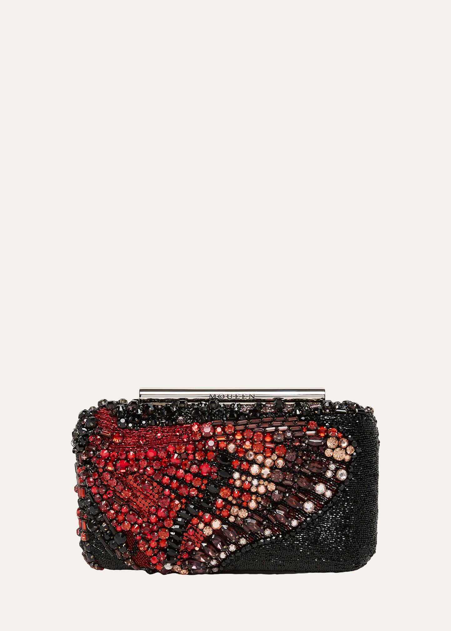 t-bar butterfly beaded box clutch bag