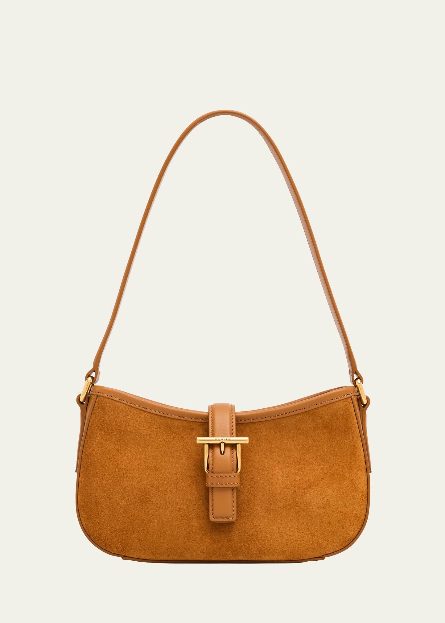 t-bar mini suede shoulder bag
