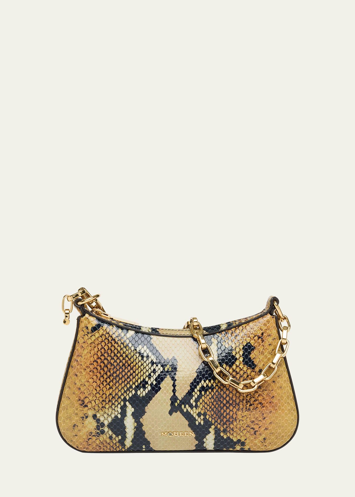 t-bar python-embossed leather mini pouch bag