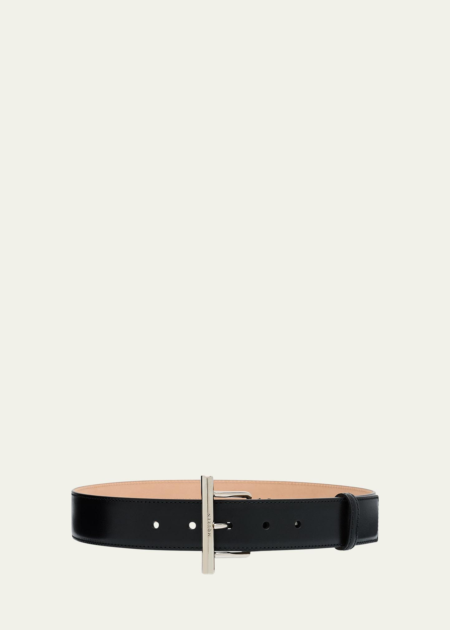 t-bar skinny leather belt