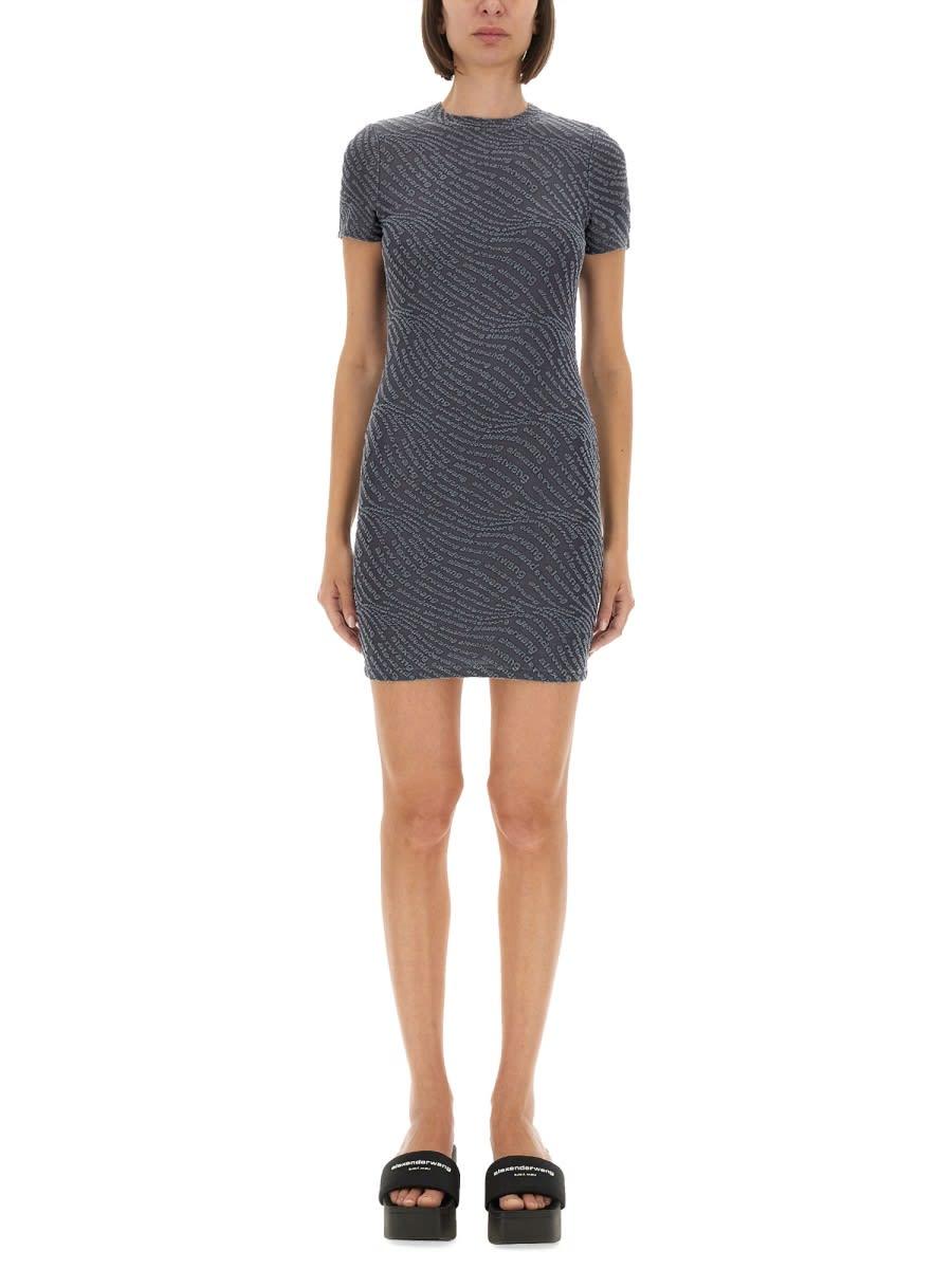 t by alexander wang jacquard mini dress with logo