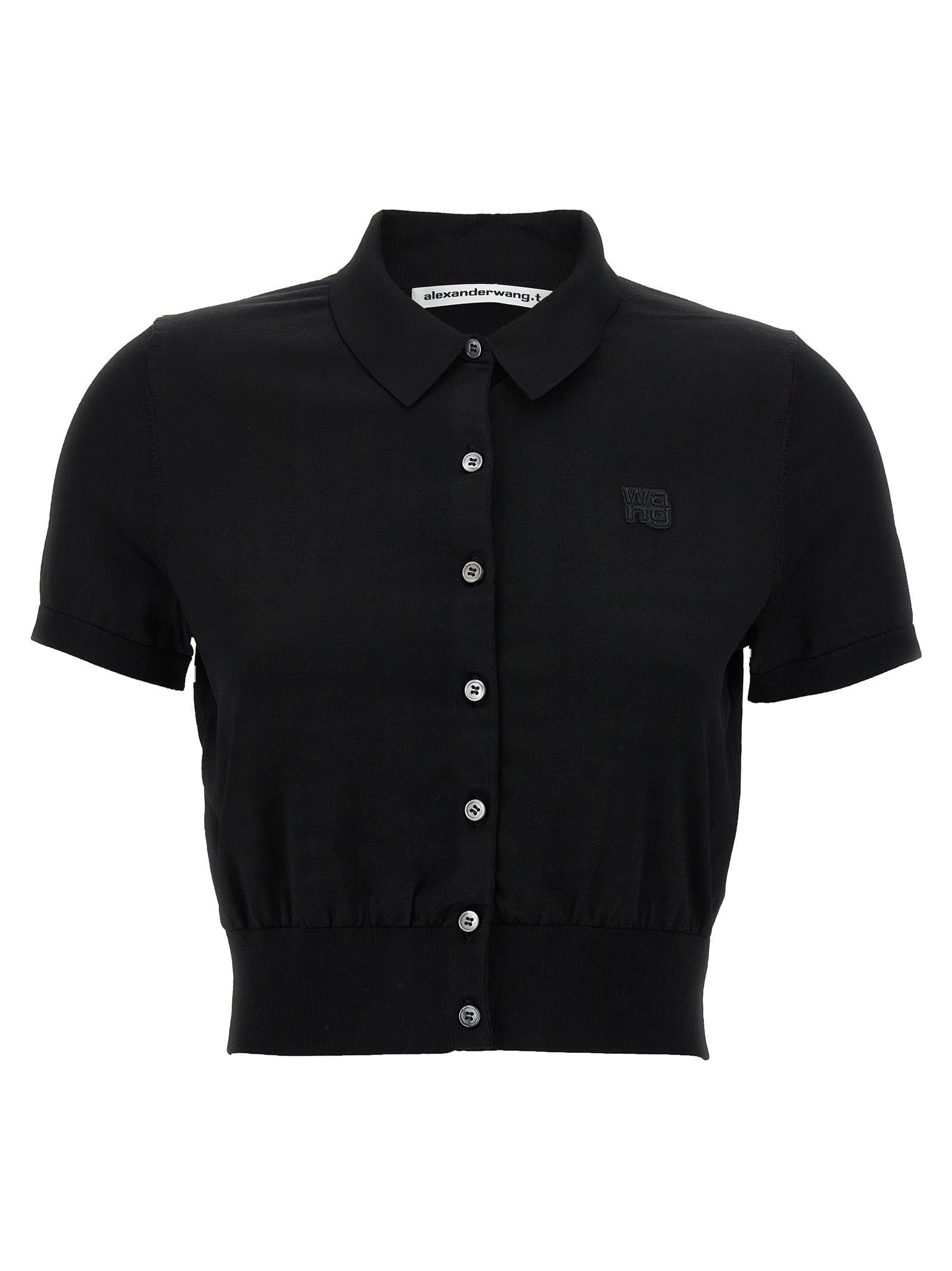 t by alexander wang logo patch polo shirt