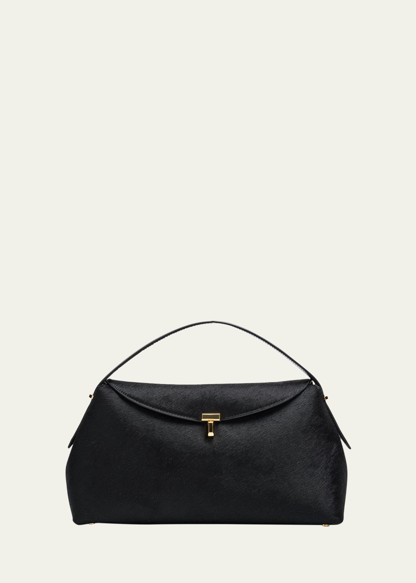 t lock horsehair top-handle bag