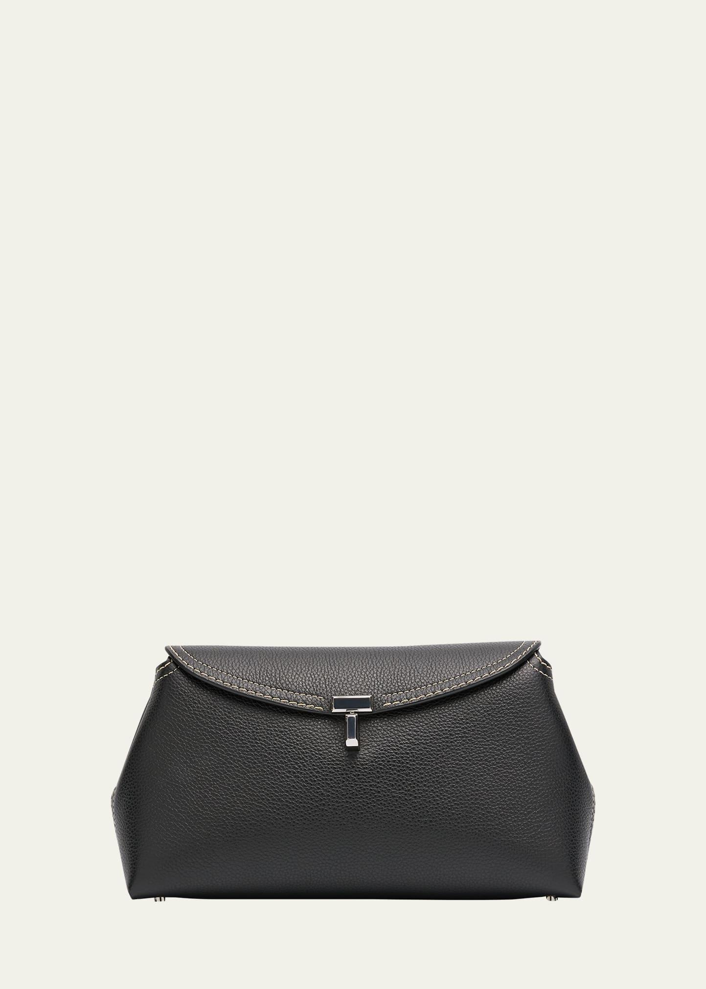 t-lock top handle bag in pebble grain leather