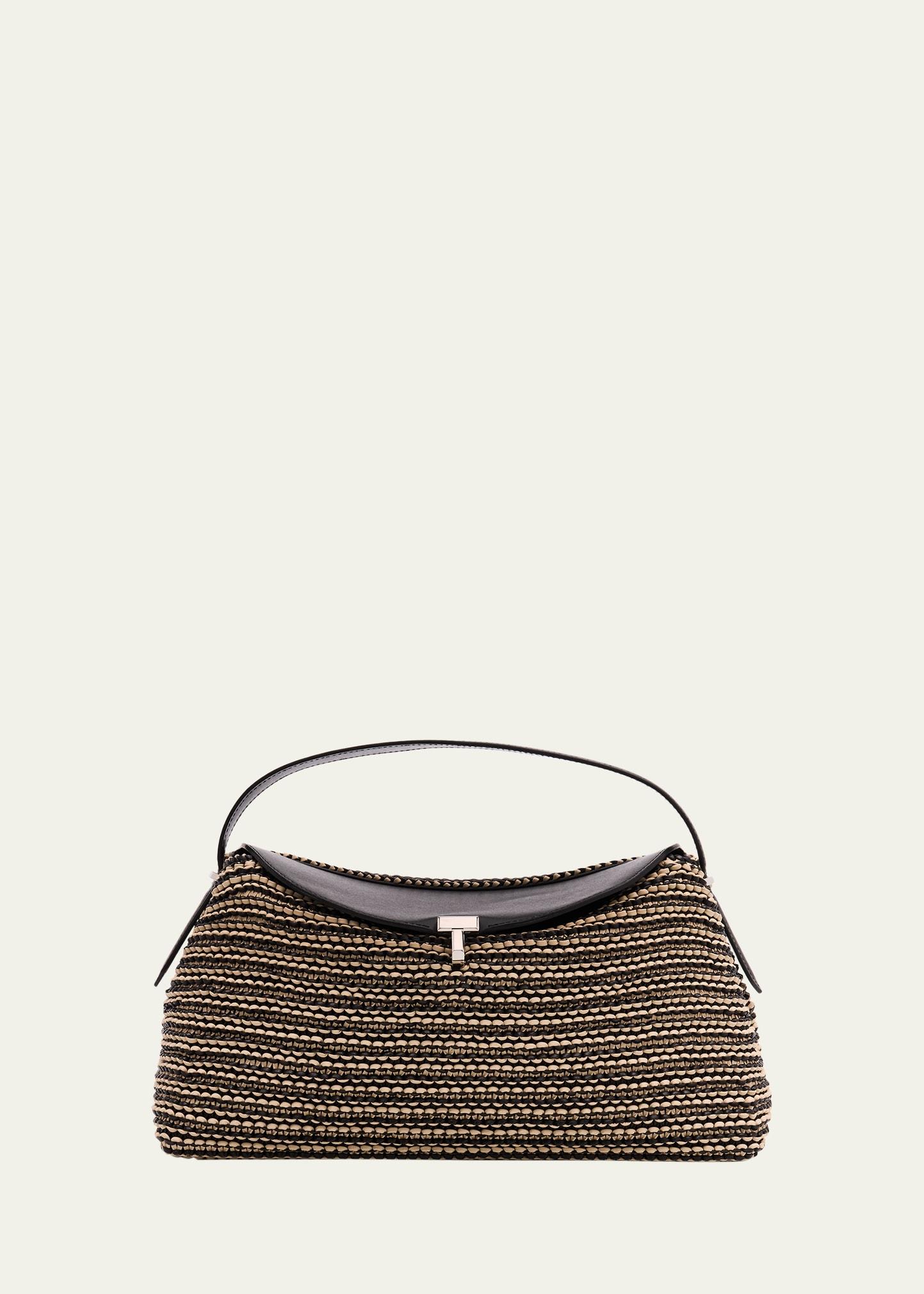 t lock woven leather top-handle bag