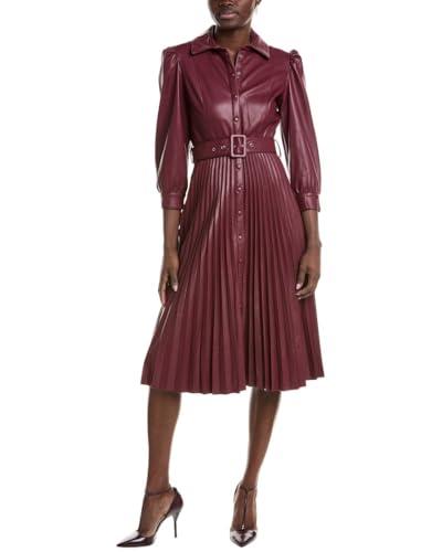 t tahari womens pleated skirt shirtdress, 8, red