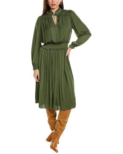 t tahari womens split neck dress, s, green