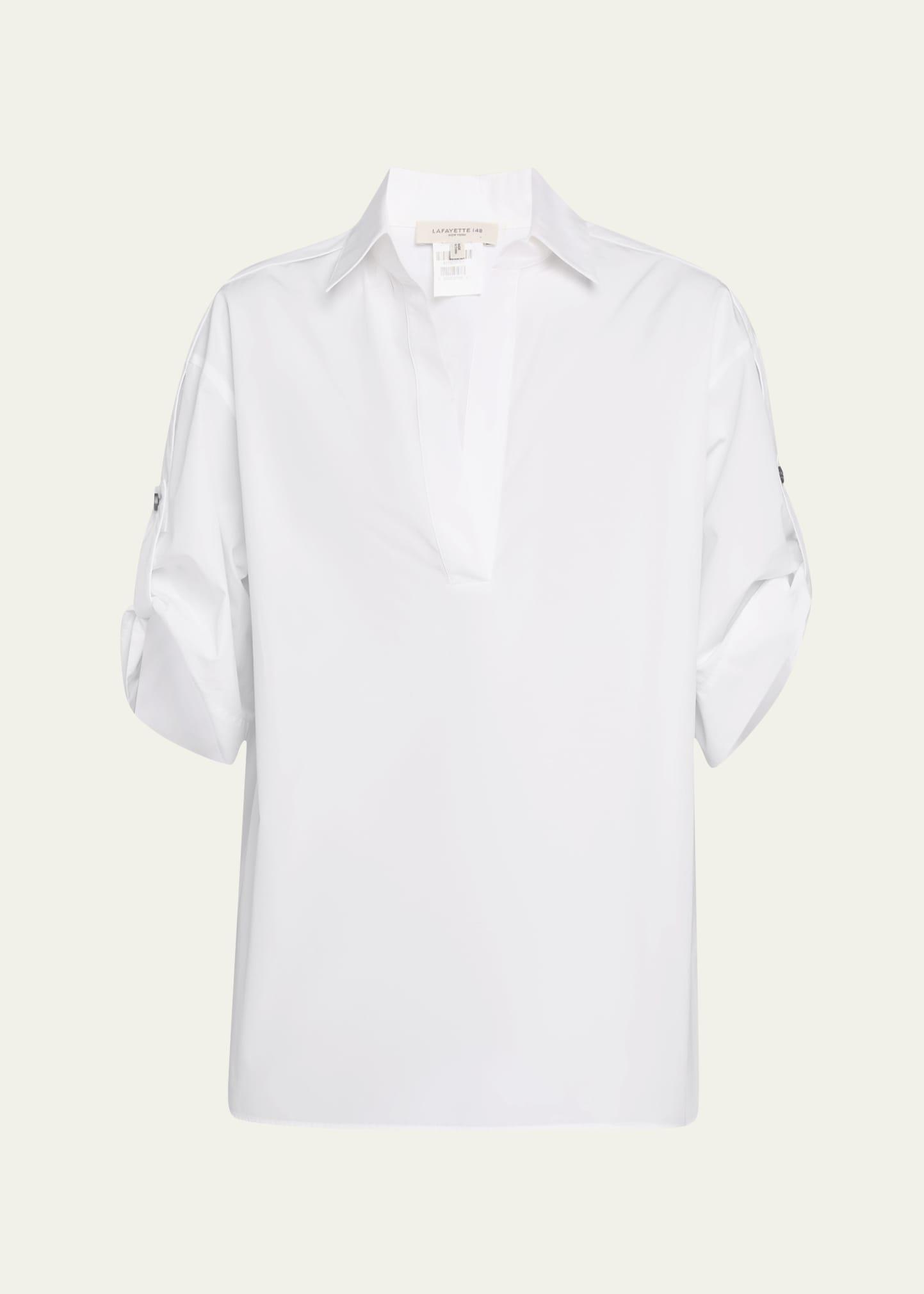 tab-sleeve cotton shirt