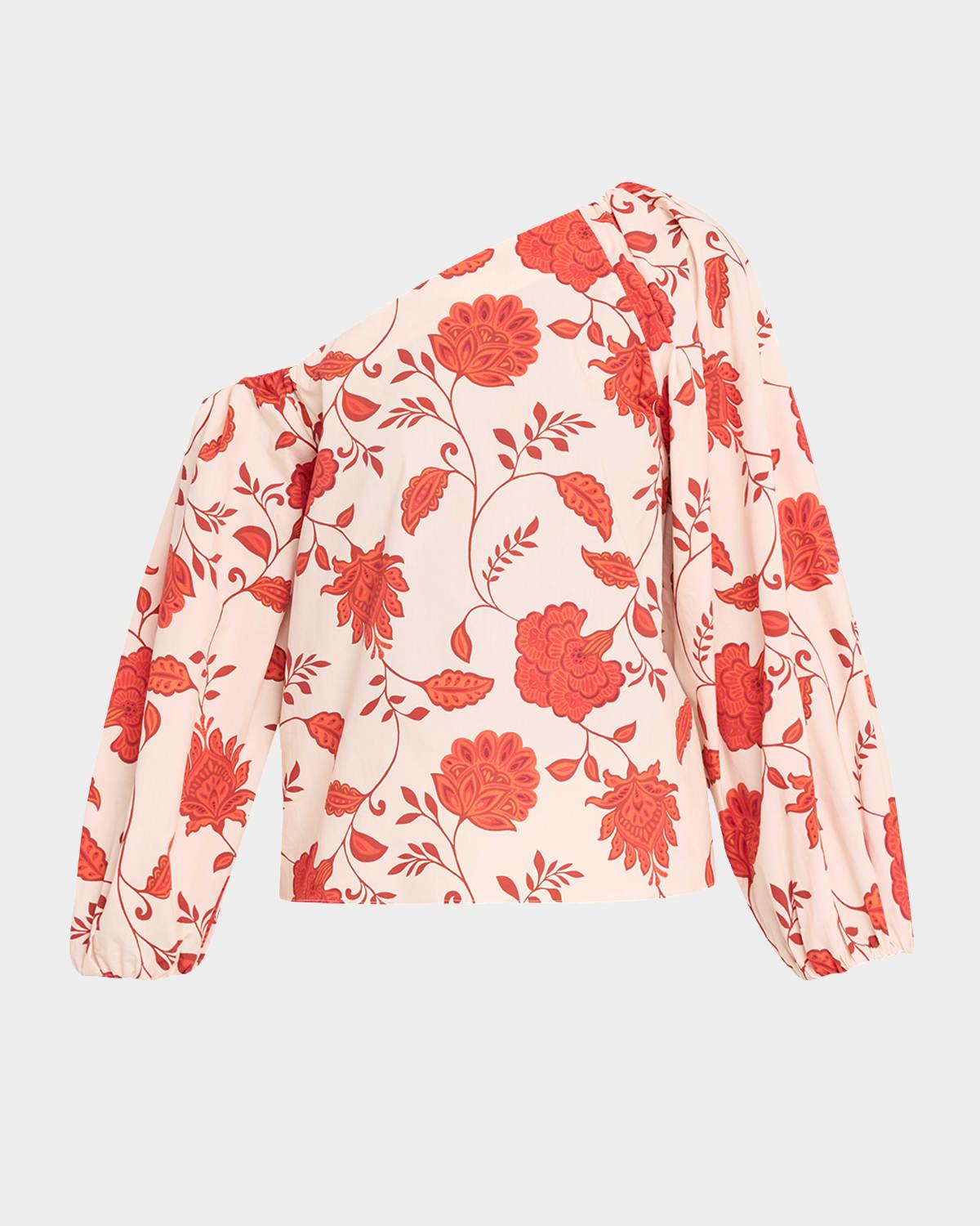 tabitha floral one-shoulder top