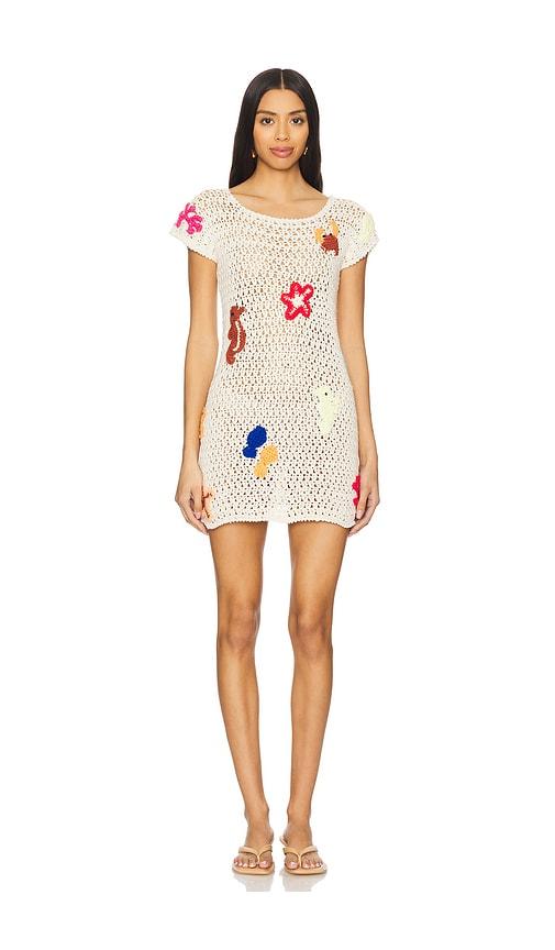 tach clothing crochet mini dress in cream.