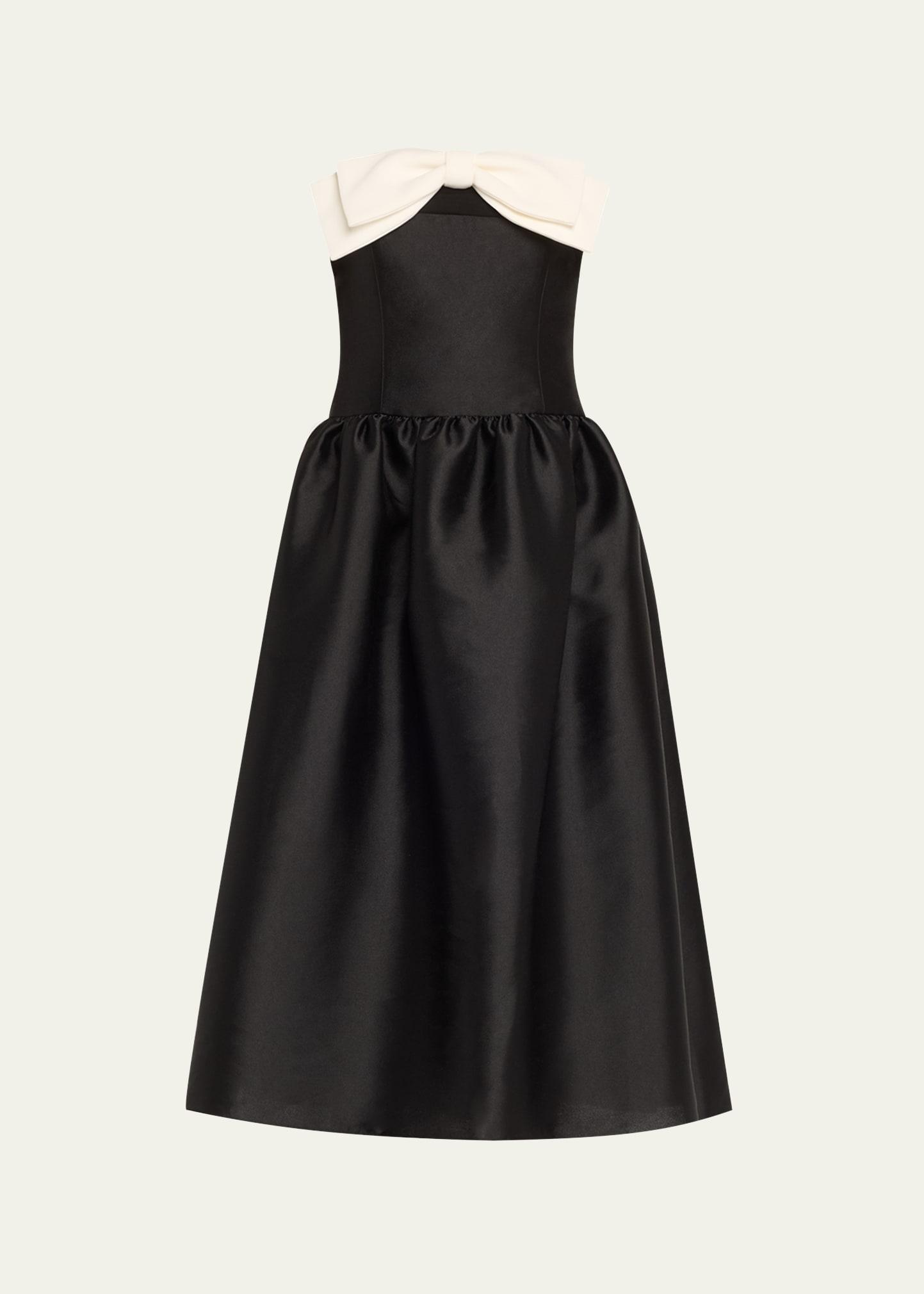 taffeta bow midi dress