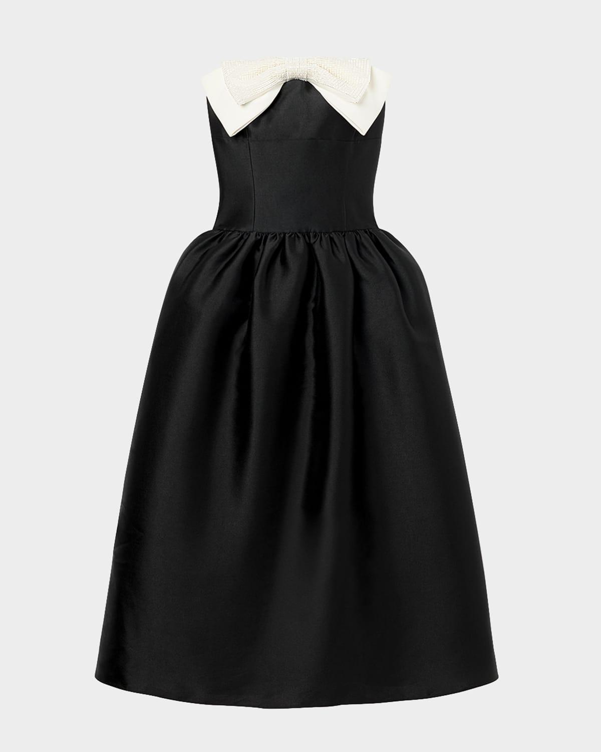 taffeta bow midi dress