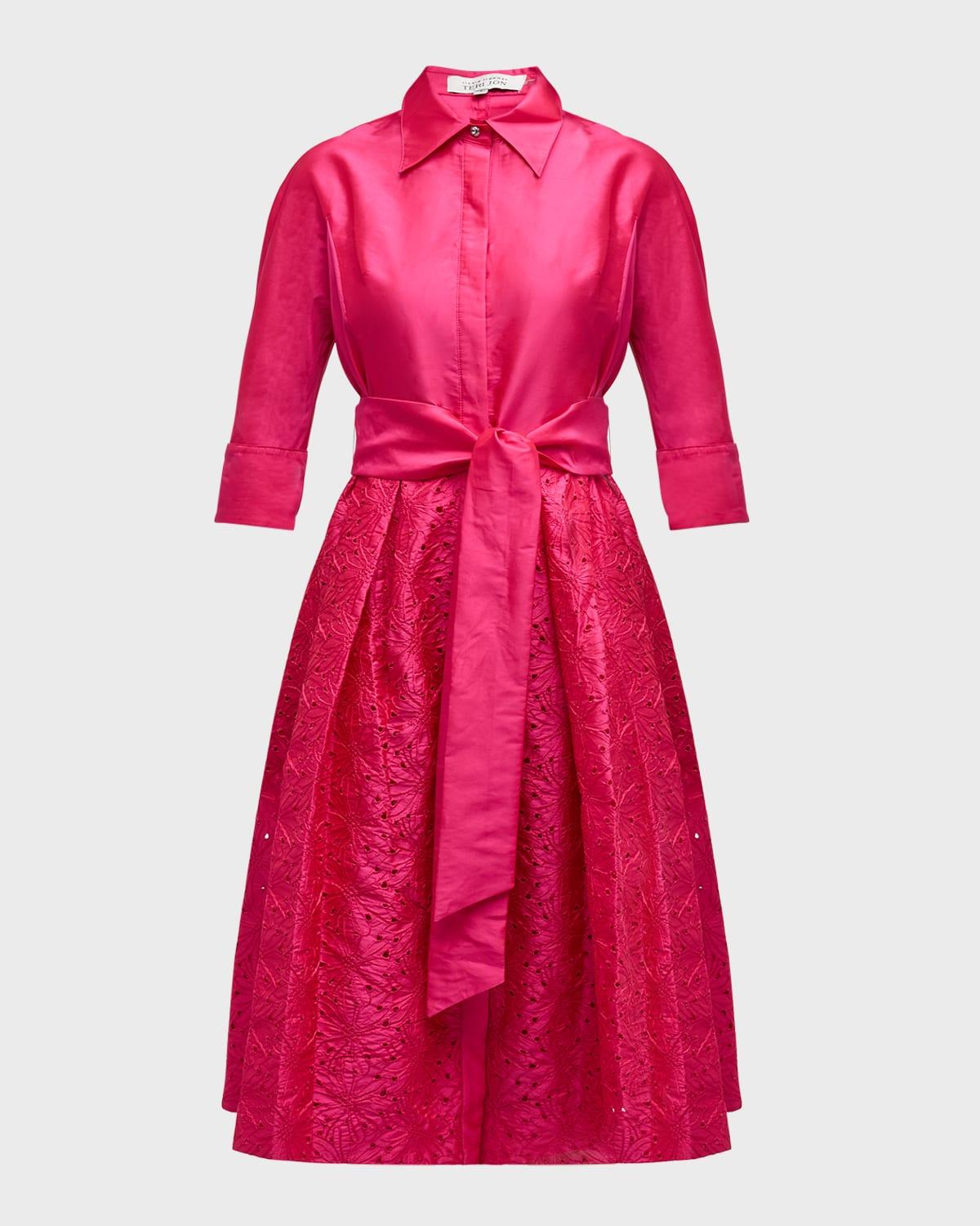 taffeta shirt dress w/ eyelet skirt