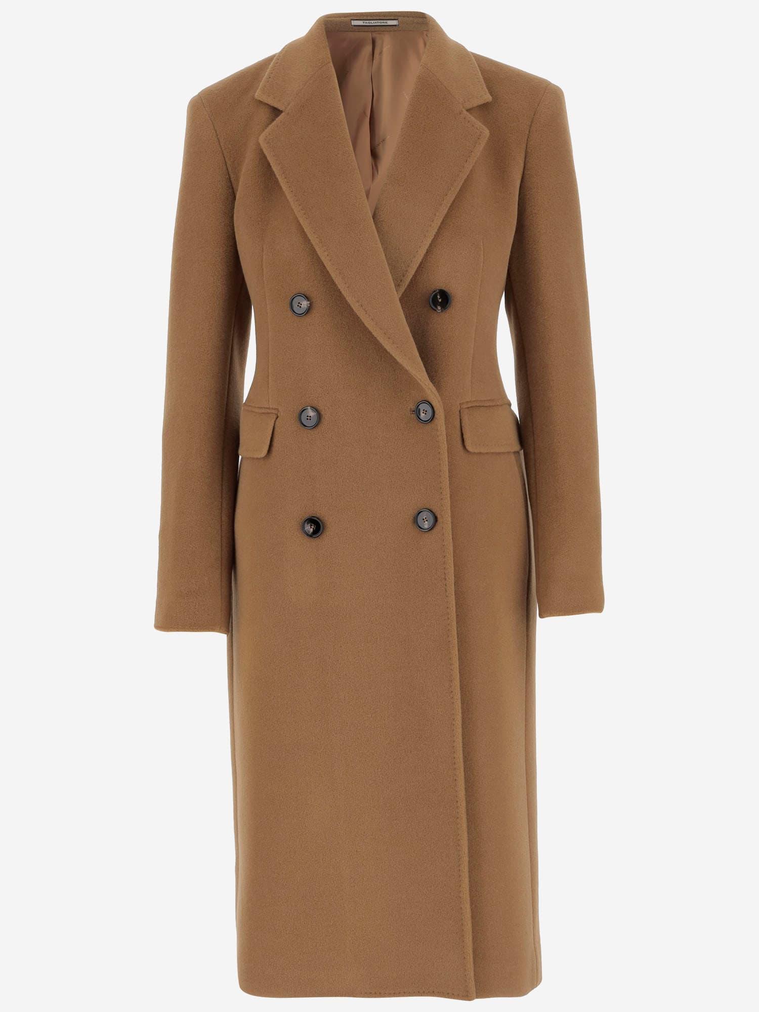 tagliatore angora and wool double-breasted coat