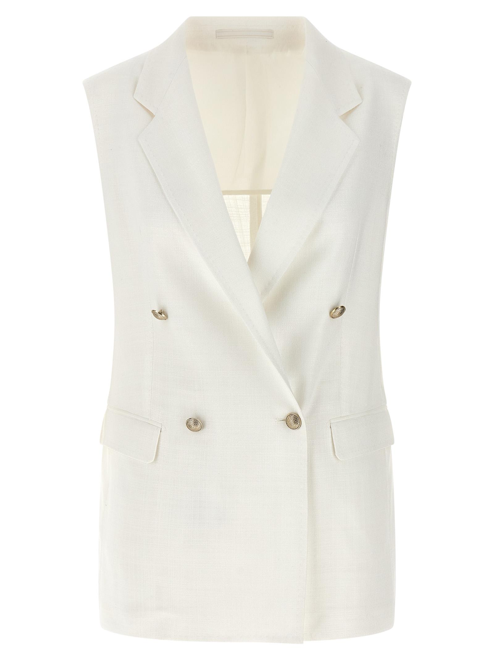 tagliatore bernice vest white viscose polyamide lycra gilet - women