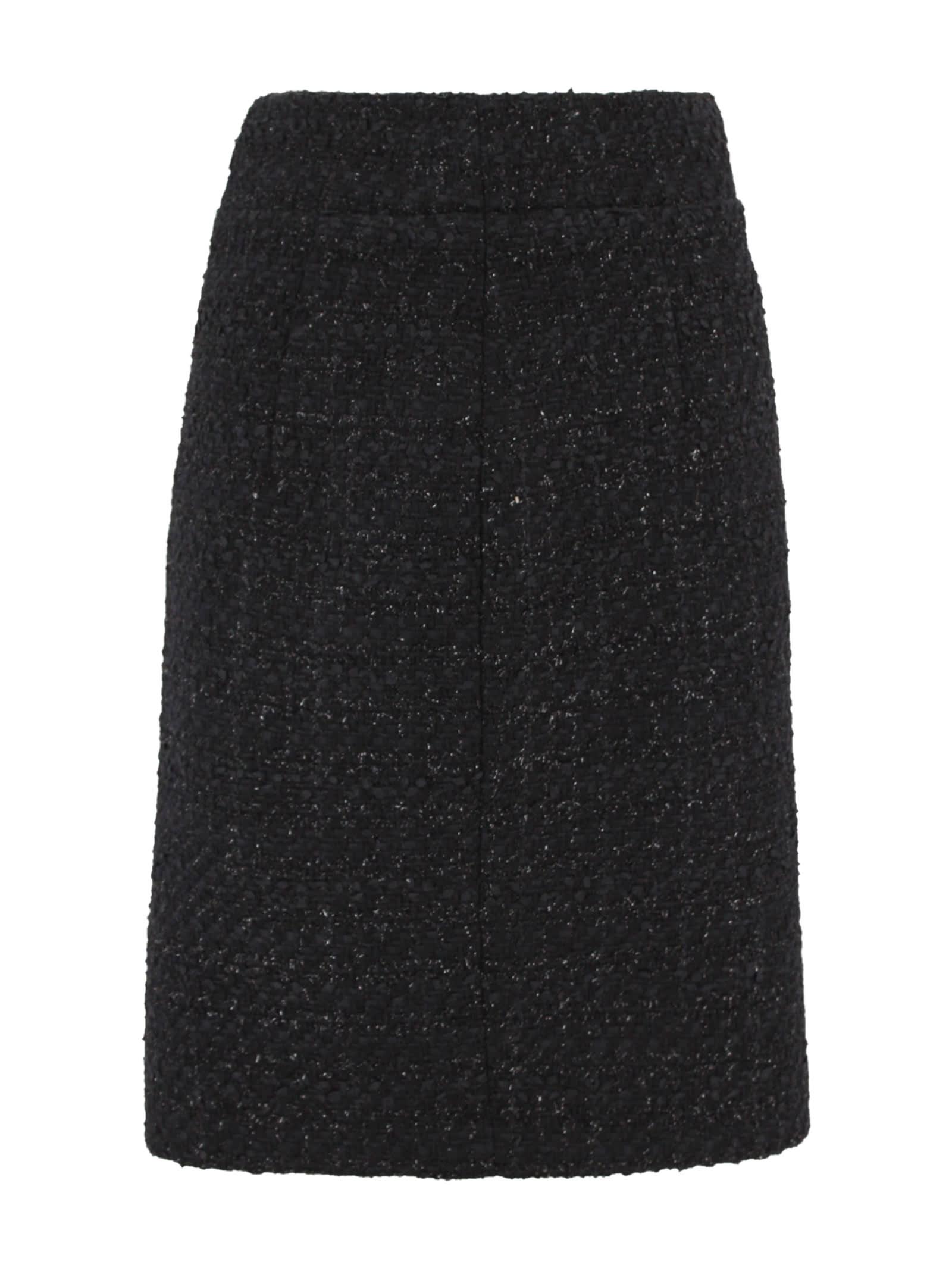 tagliatore black tweed pencil skirt with lurex yarn.