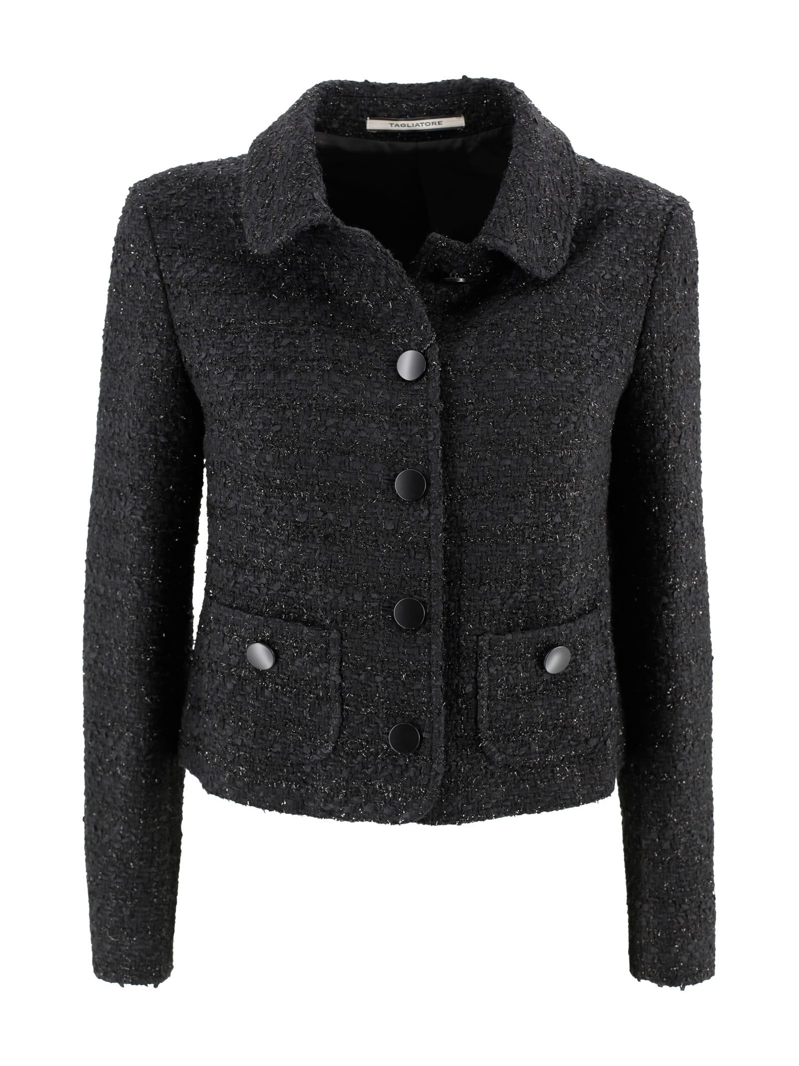 tagliatore crop jacket in tweed
