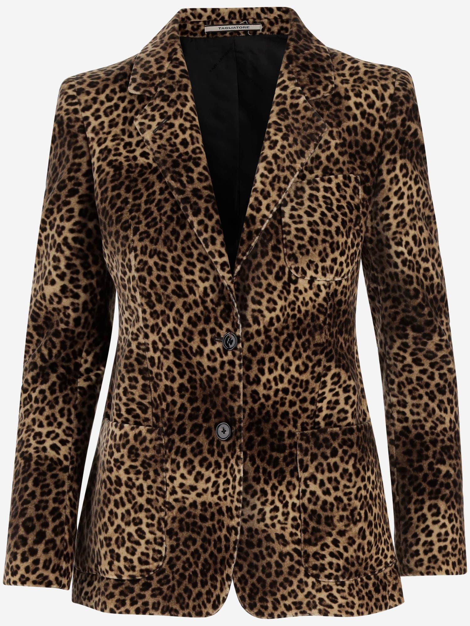 tagliatore cupro jacket with animal print