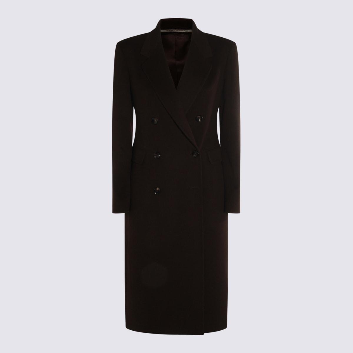 tagliatore dark brown wool coat