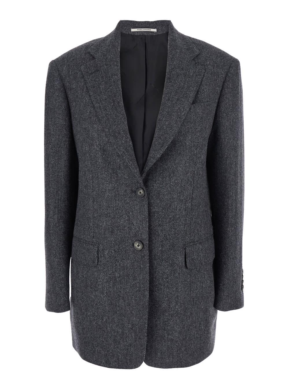 tagliatore grey single-breasted jacket with notched revers in wool woman
