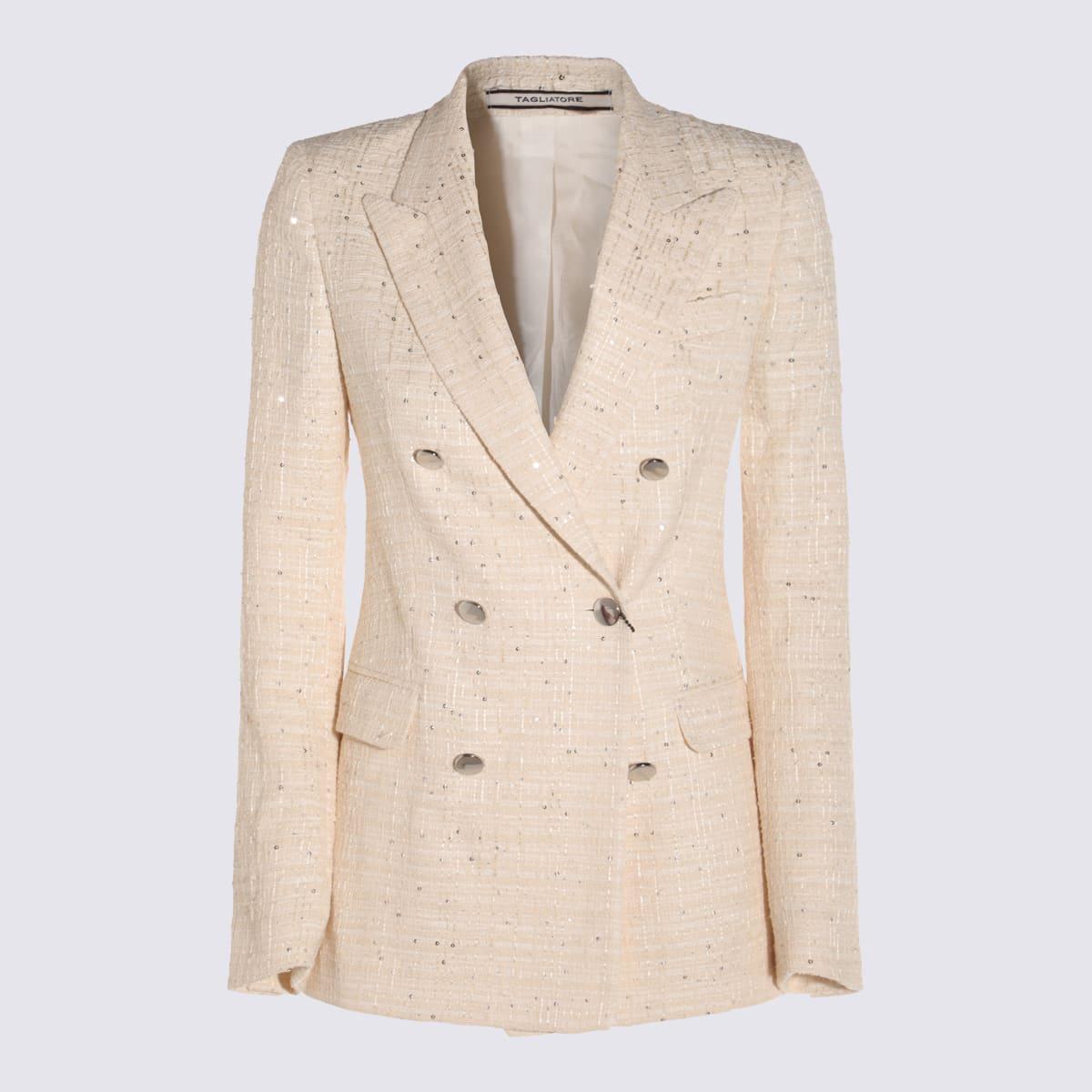 tagliatore ivory cotton blazer