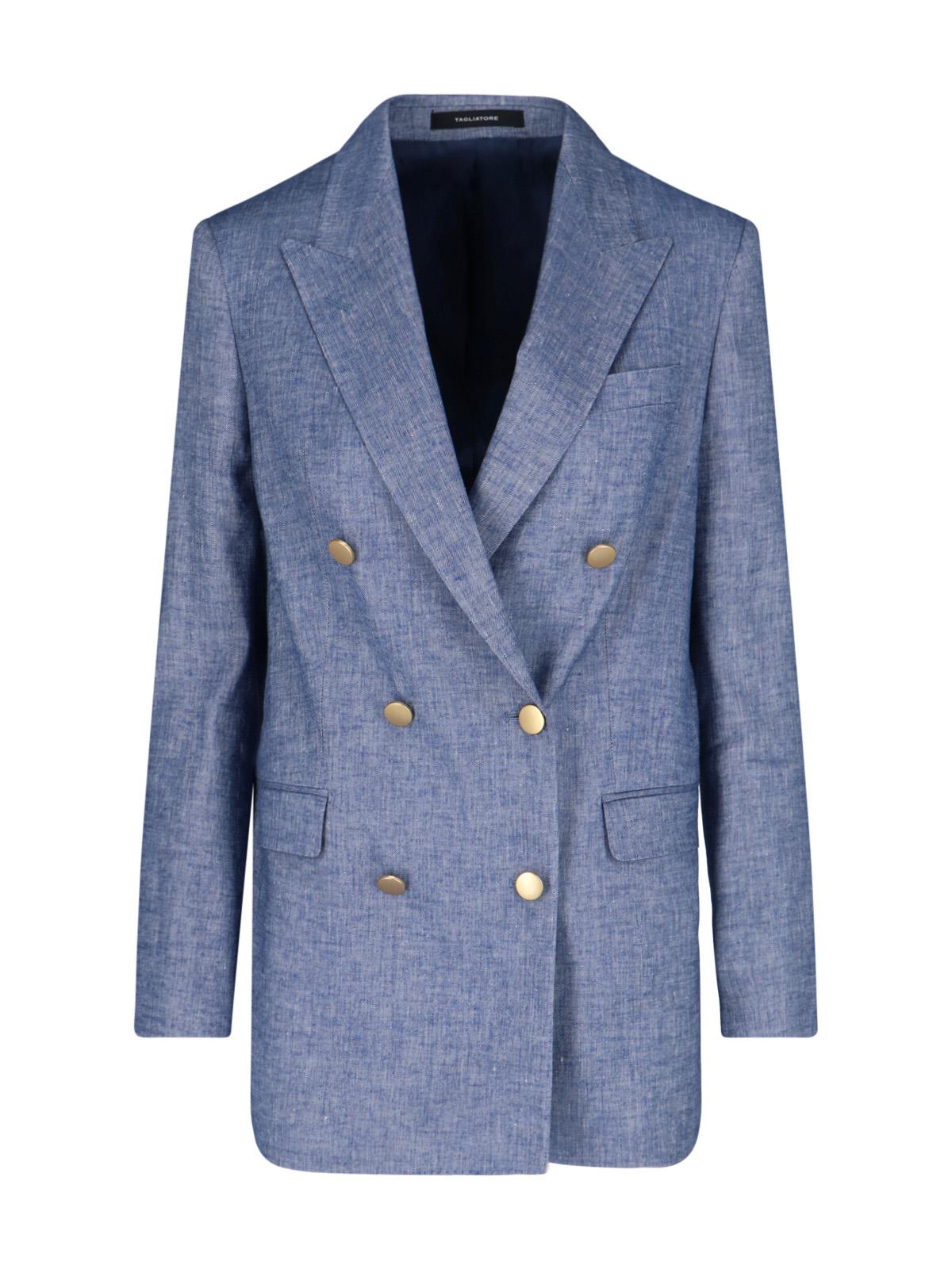 tagliatore jackets blue linen - women