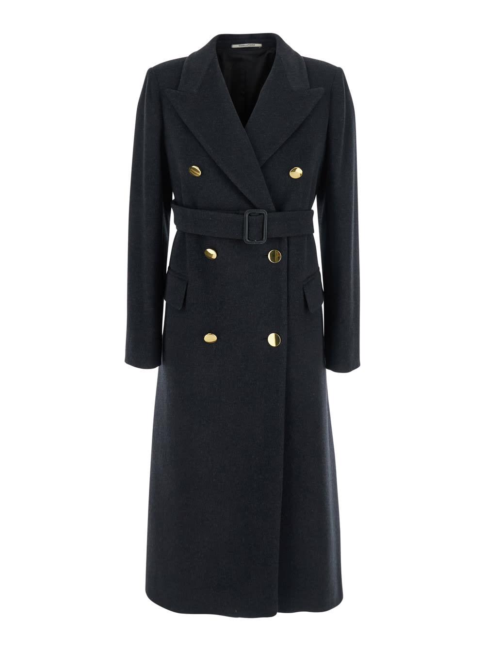 tagliatore jole grey double-breasted coat with golden buttons in wool blend woman