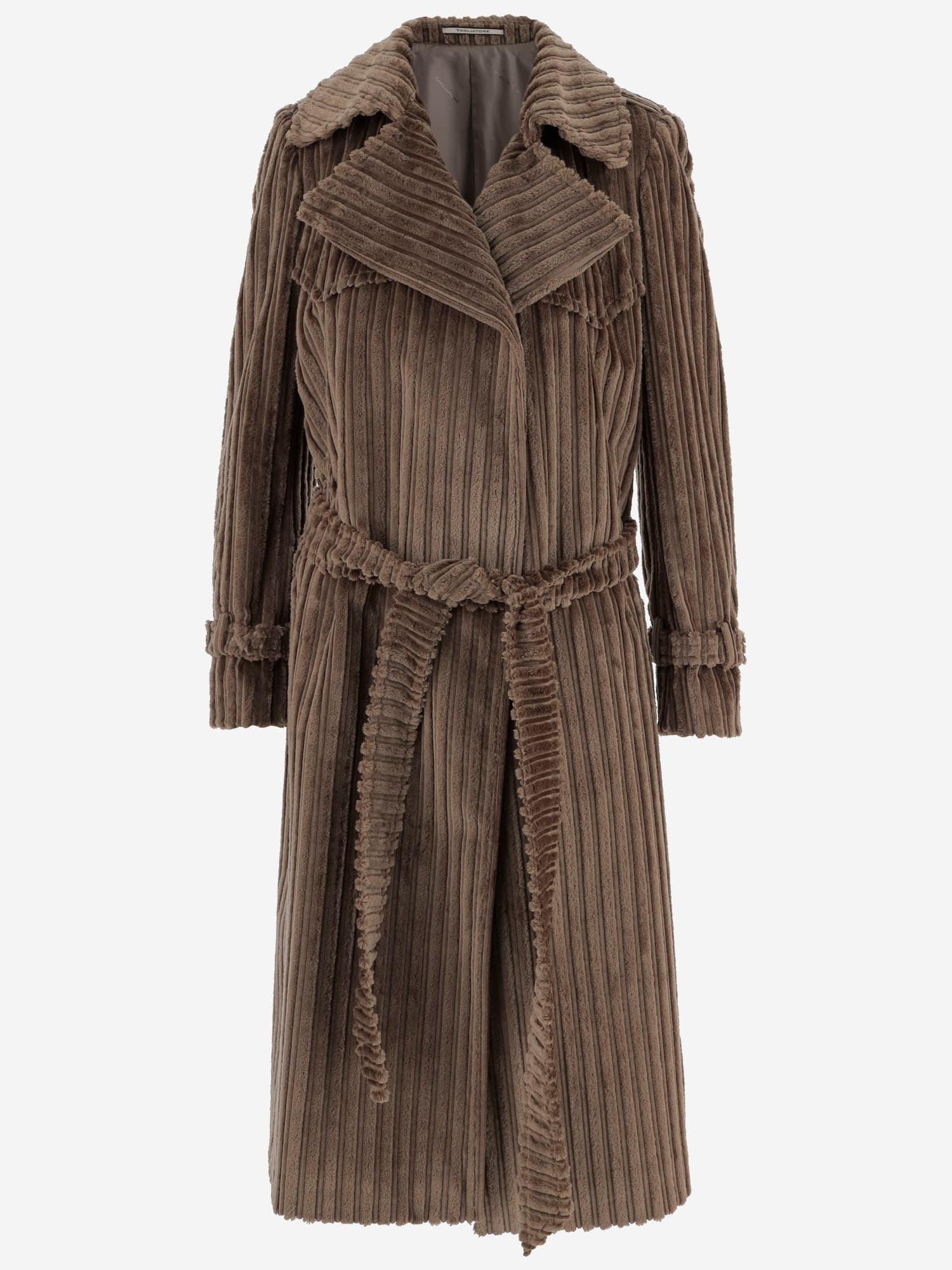 tagliatore ribbed velvet coat with belt