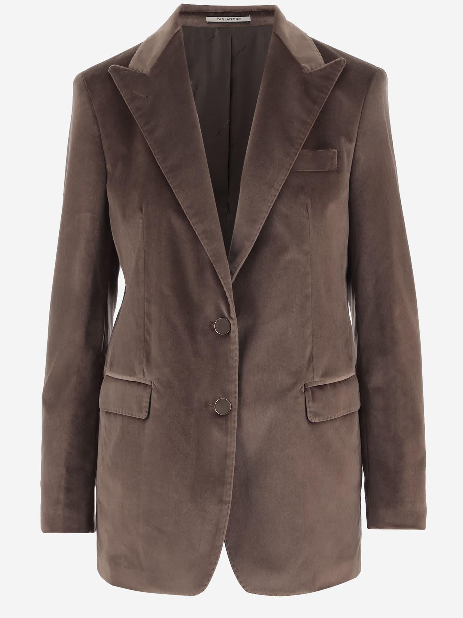 tagliatore single-breasted jacket in stretch cotton velvet