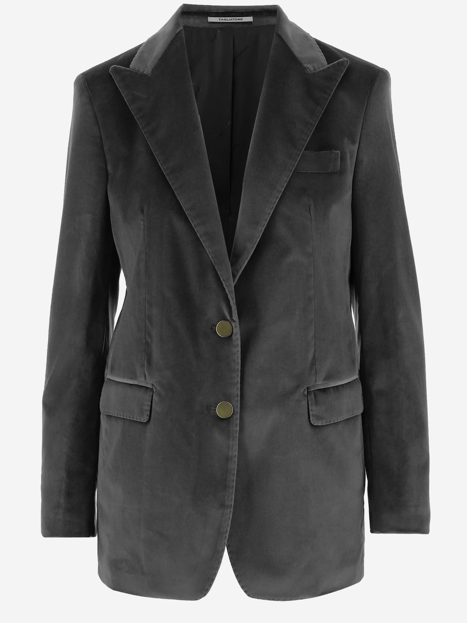 tagliatore single-breasted jacket in stretch cotton velvet