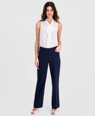 tahari asl petite bird eye mid rise pants