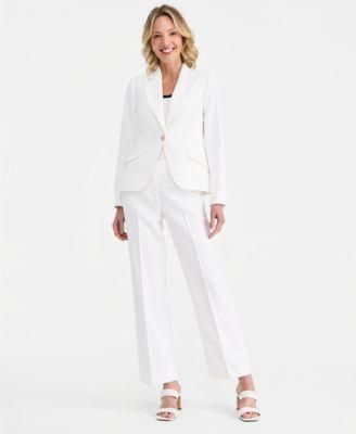 tahari asl single button blazer tank top stretch flare pants