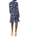 tahari asl women's long sleeve floral smocked wrap dress, navy pink lilac, 6
