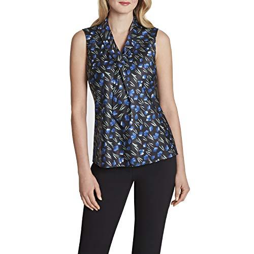 tahari asl women's sleeveless sailor top, silver sage sw floral, xs