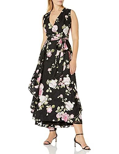 tahari asl women's sleeveless tie waist gown, rse gard petal pink, 10