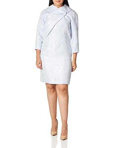 tahari asl women's wrap jacket and dress set, blue multi floral, 2