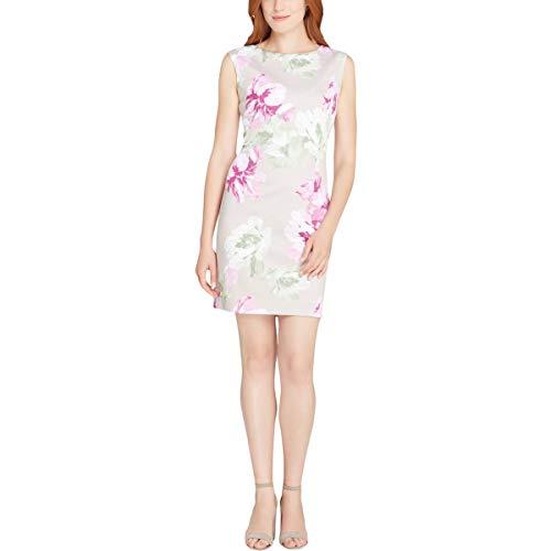 tahari asl womens scuba floral print party dress beige 10