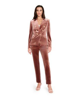 tahari asl womens velvet lapel collar blazer ankle length velvet pants