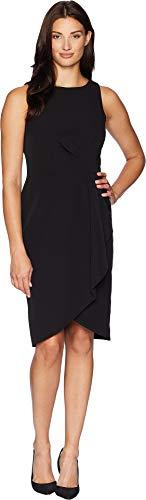 tahari by arthur s. levine women's sleeveless crepe dress with rouching at bodice, black, 16