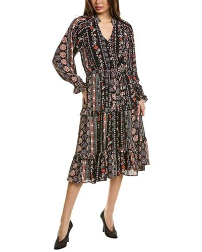 tahari t womens tiered midi dress, s, black