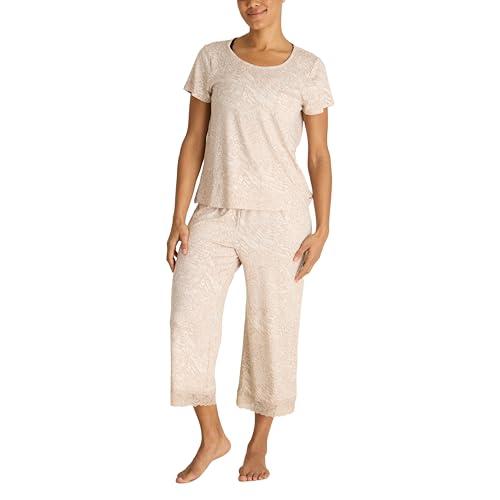 tahari women's short sleeve top and pants pajama set, blurred cheetah