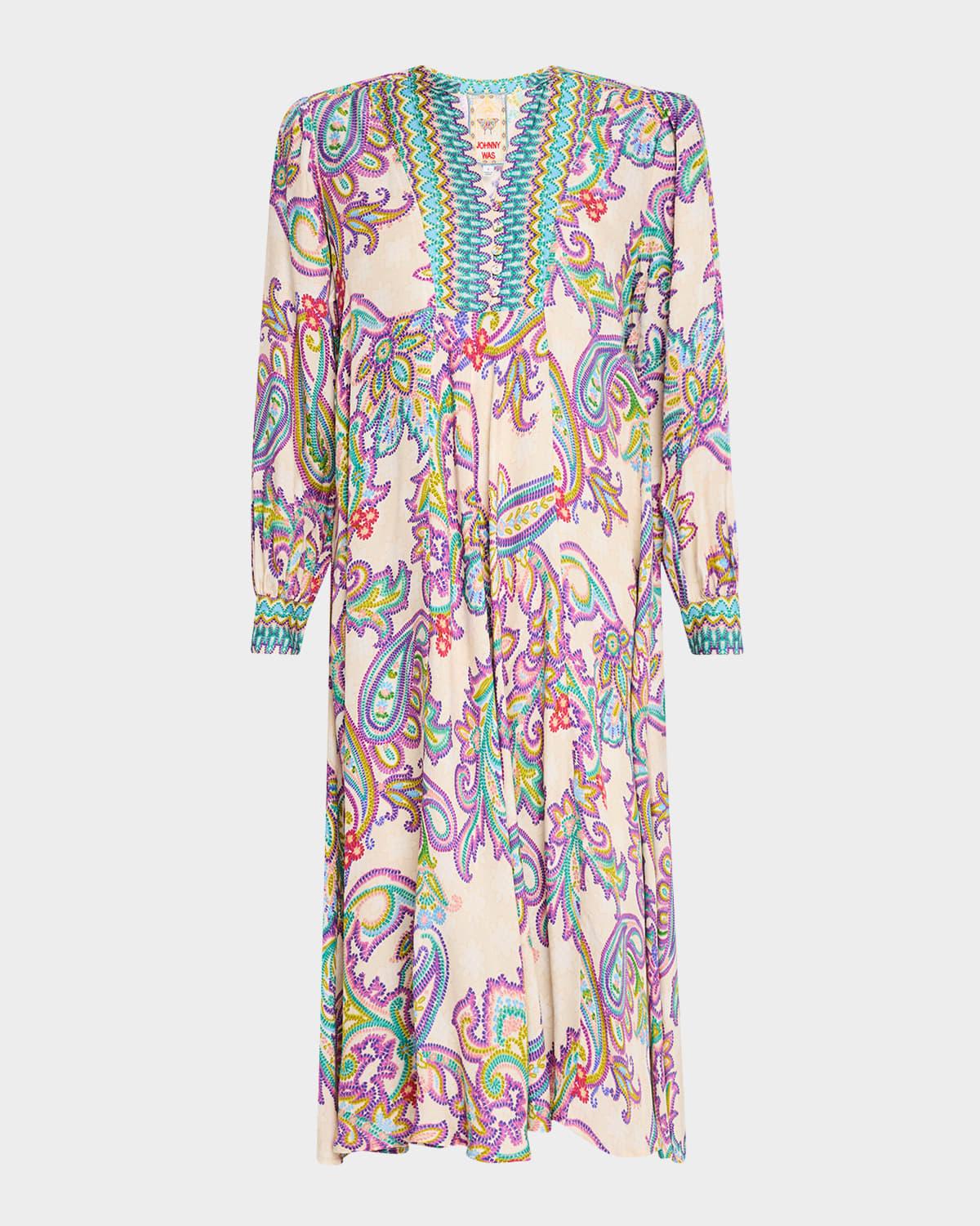 tahlon floral & paisley-print midi dress
