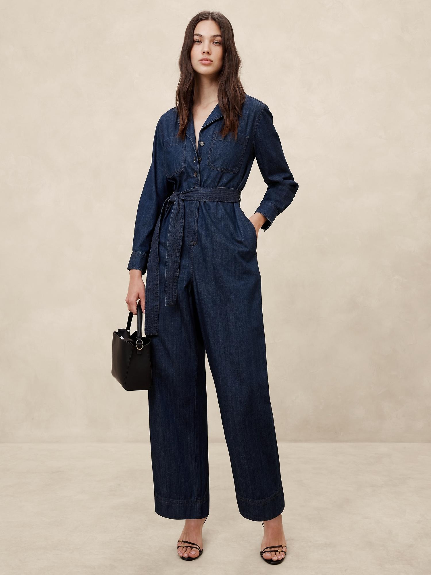 tailored denim jumpsuit