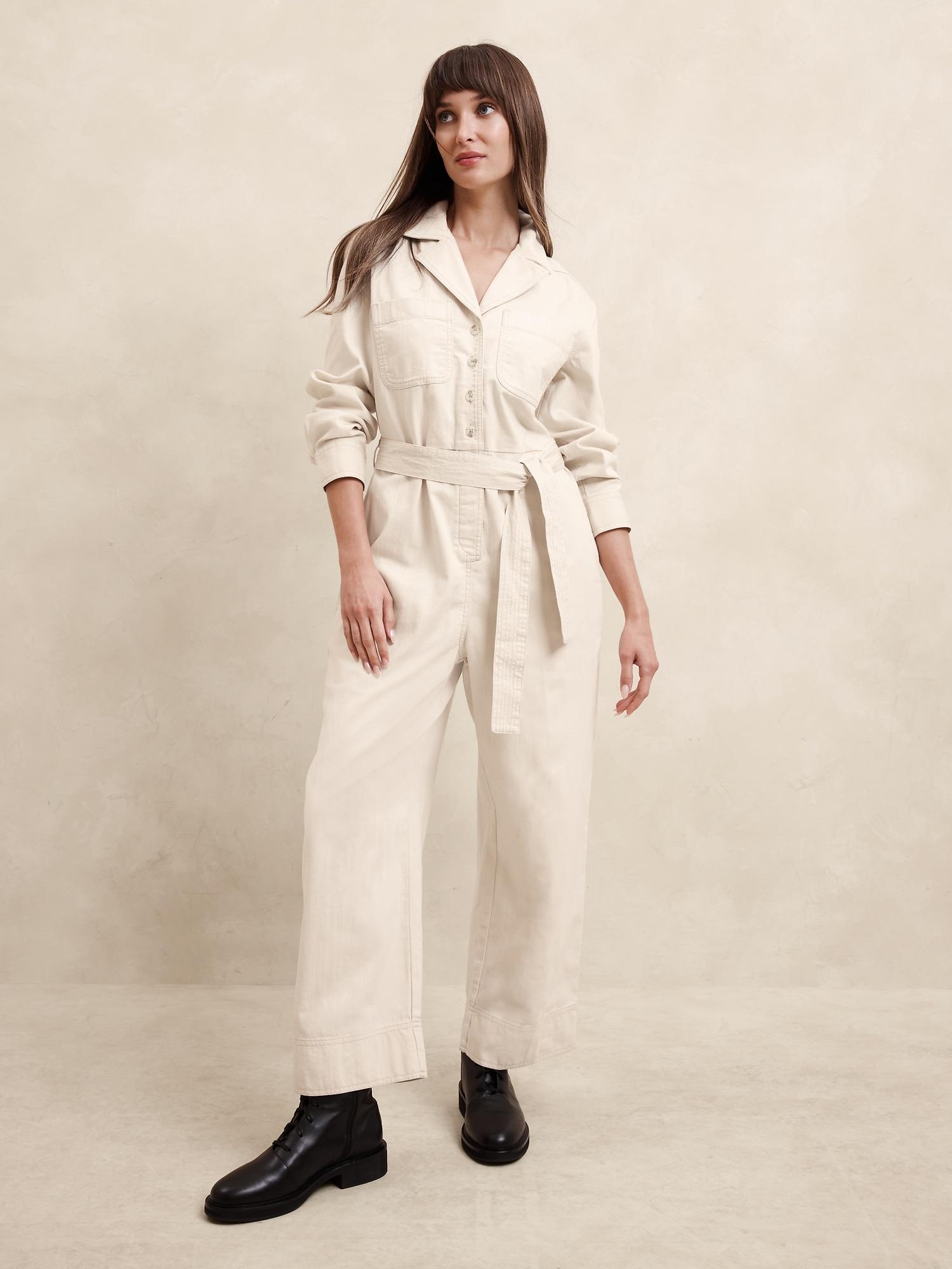 tailored denim jumpsuit