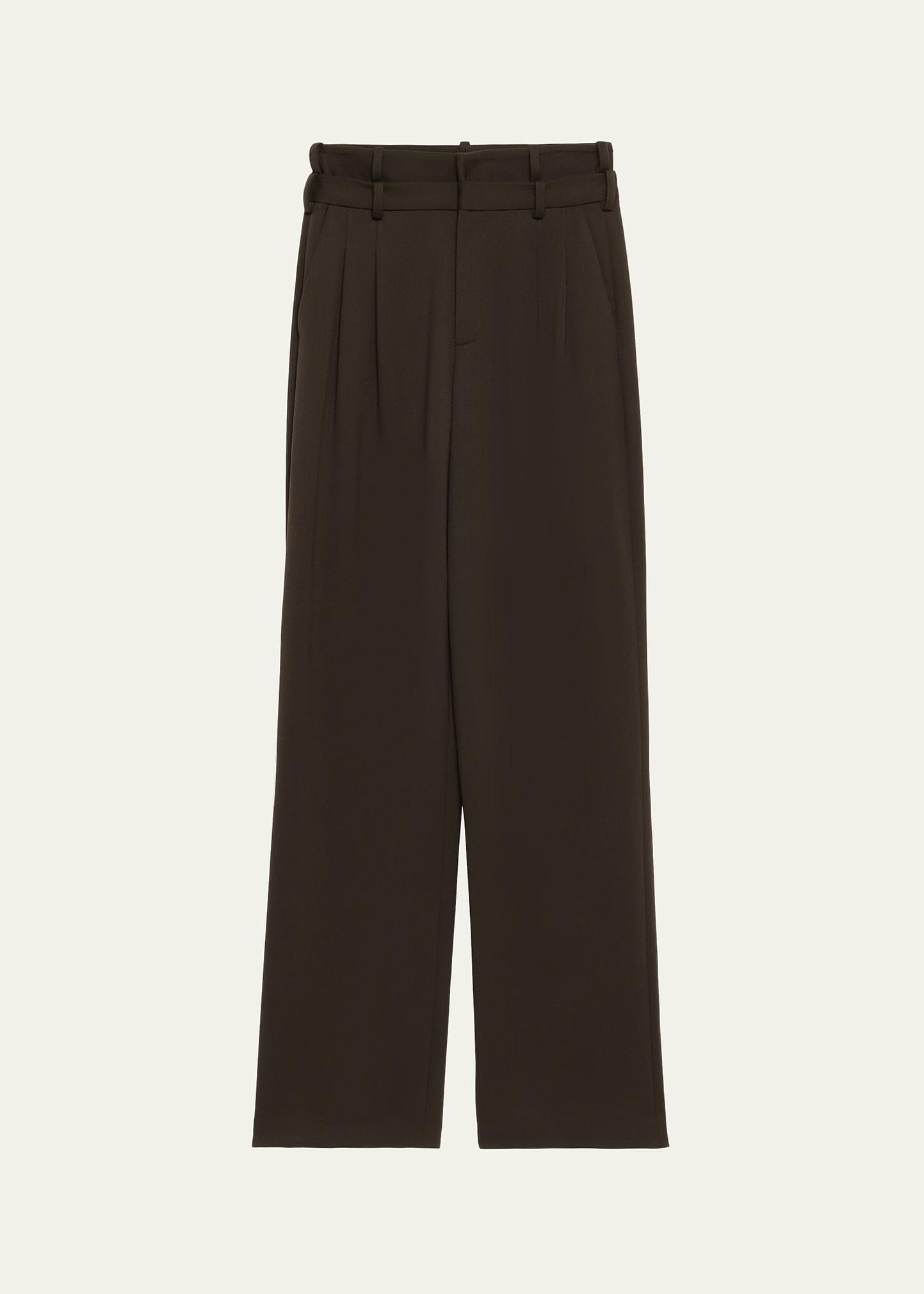 tailored double-waistband straight-leg trousers